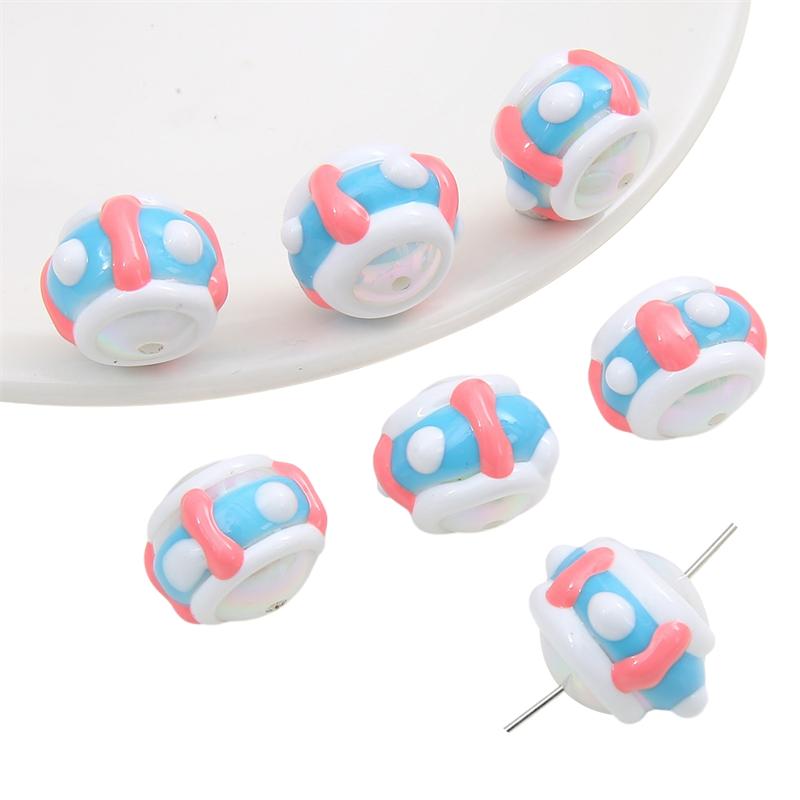 Hand-drawn Acrylic Beads Cute 16mm Spacer Charms for Keychain Jewelry DIY