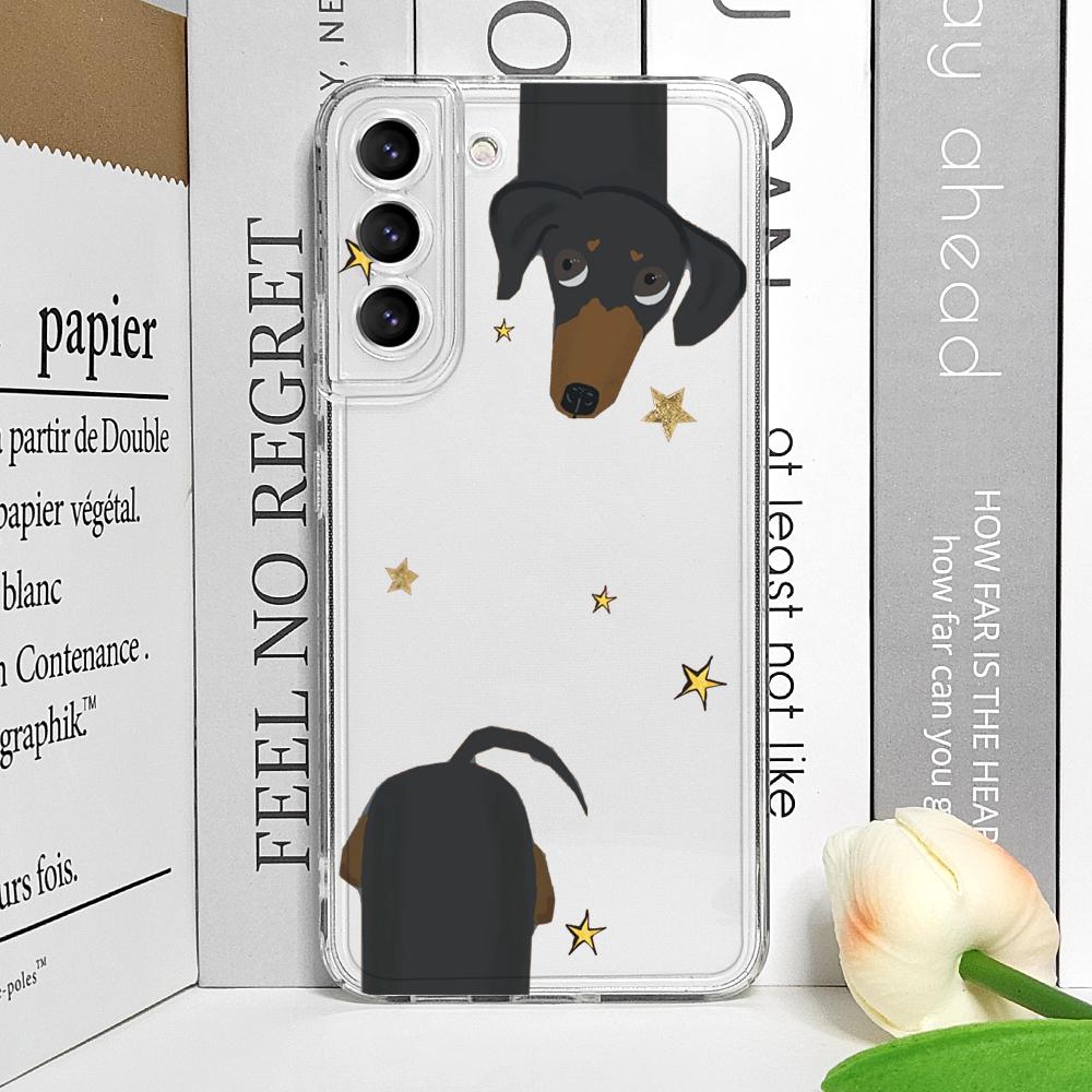 

Милый мультяшный животный такса собака прозрачный чехол для телефона для Vivo 50 Lite V30 V27 V25 V23 Pro Y36 Y29 Y76 Y75 Y100 Y04 5G мягкие чехлы vivo Y17