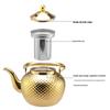 Gold Spherical Stainless Steel Kettle with Hammered Texture - Large Capacity for Hotels and Restaurants.