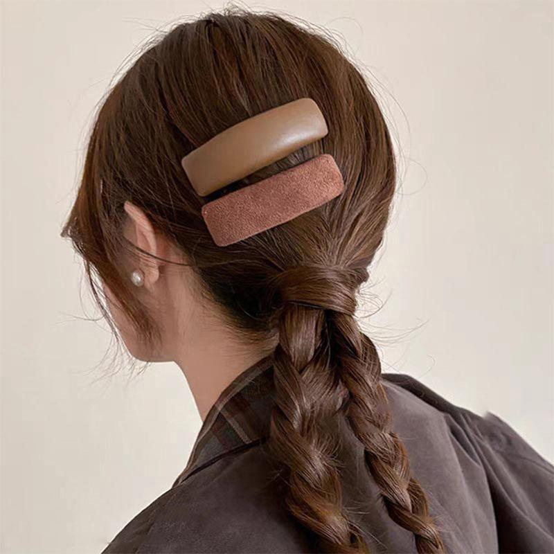 New Fashion Fabric Plaid Side Hair Clips Women Korean Coffee Color Geometric BB Clip Hairpins Hairgrip For Girls Kids Hair Accessories