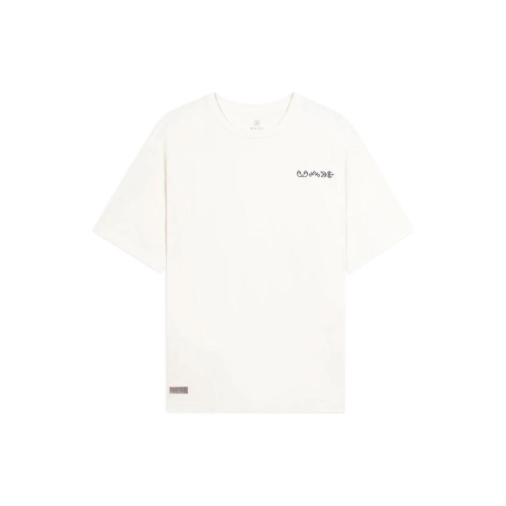 Li-Ning Logo Embroidered Round Neck Short Sleeve T-Shirt Unisex Tops Off-White AHSS805-3