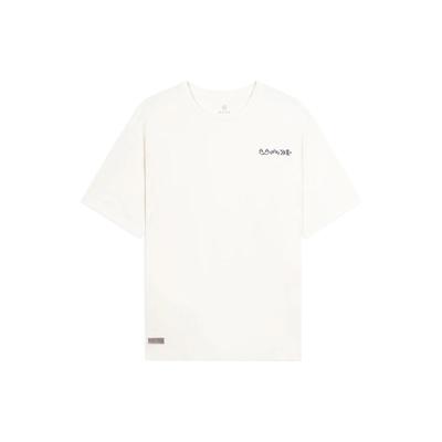 Okolo krku Krátky rukáv Tričko s výšivkou loga Unisex Vrchné oblečenie Krémová AHSS805-3