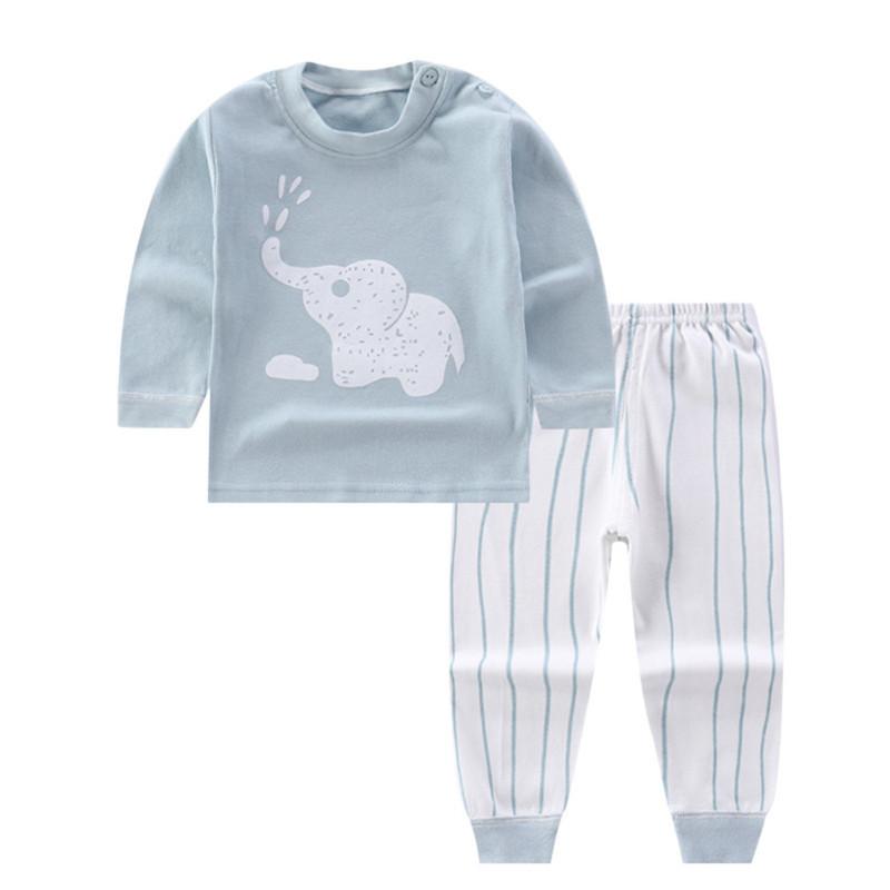 2pcs/set Kids Home Wear Suit Cartoon Printing Long Sleeves Tops Trousers Children Underwear Set