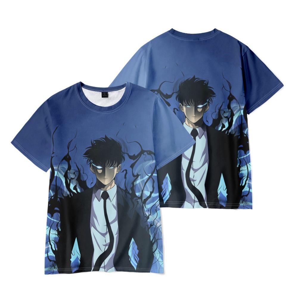Solo Leveling Anime Women Men's T-shirts Graphic Shirt Cartoon Printed O-Neck Oversized Short Sleeves Fashion Mens Clothing Streetwear