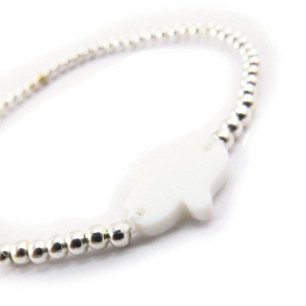 Les Trésors De Lily [J6659] - Silver White 'Fatma' Designer Bracelet