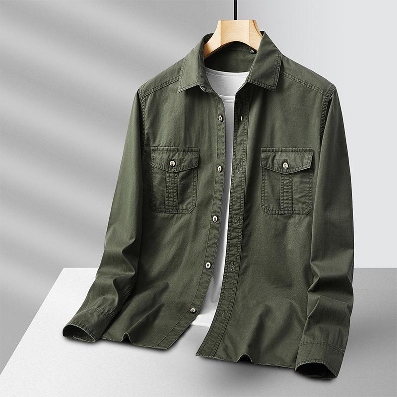 Summer Thin Long-sleeved Shirt for Men Pure Cotton Loose Casual Top Coat New Work Shirt