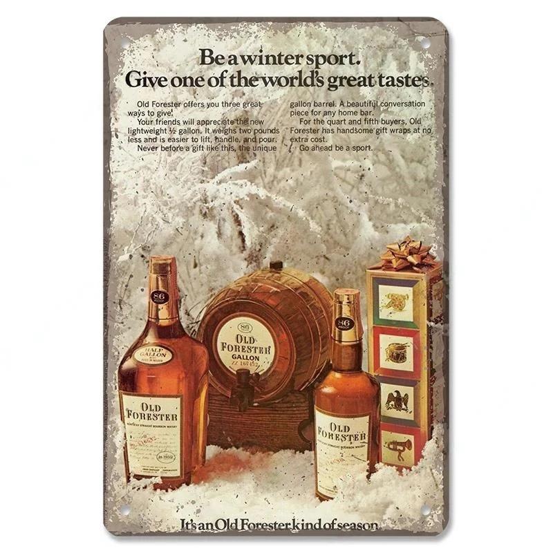 Vintage Whiskey Cigar Poster Metal Tin Sign Plaque Retro Decorative Plates For Garage Club Man Cave Bar Hotel Cafe Wall Decor