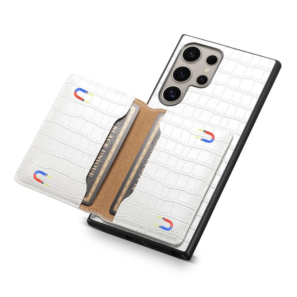 For Samsung Galaxy S24 Ultra Case Crocodile Texture Card Slot Kictsand Phone Cover