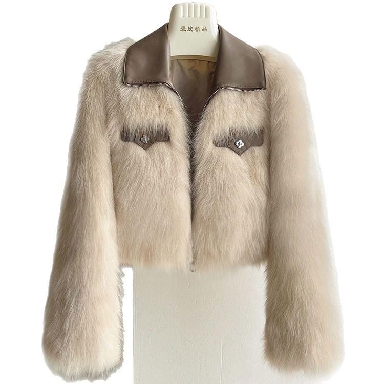 New autumn and winter fur jacket women's short high-waisted imitation fox hair Japanese and Korean fashion thickened top