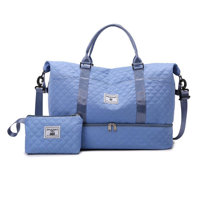 

Large Capacity Gym and Travel Bag with Wet/Dry Separation and Diamond Pattern