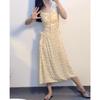 Women's Summer New Atmosphere Commuting Temperament Long Skirt French Yellow Floral Skirt Small Suspender Dress
