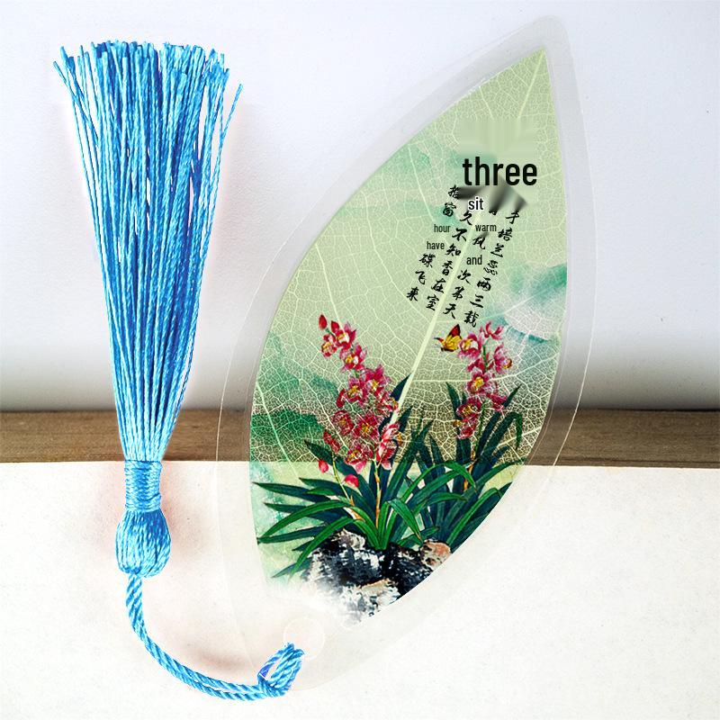 Chinese Style Leaf Vein Bookmark: Plum, Orchid, Bamboo, Chrysanthemum - Graduation Gift for Classmates or Girls