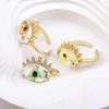 Nidin Trendy Bohemian Lucky Colorful Evil Eye Transparent Rhinestone Opening Adjustable Ring Womem Elegant Jewelry Fine Gift