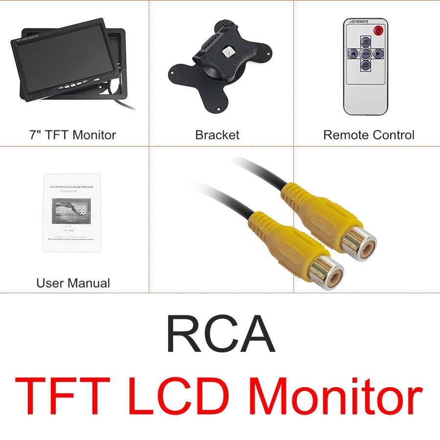 7  TFT LCD Display Rear View Car Monitor RCA 4-PIN Video Input for Rear View Camera Surveillance Car Camera AV connector