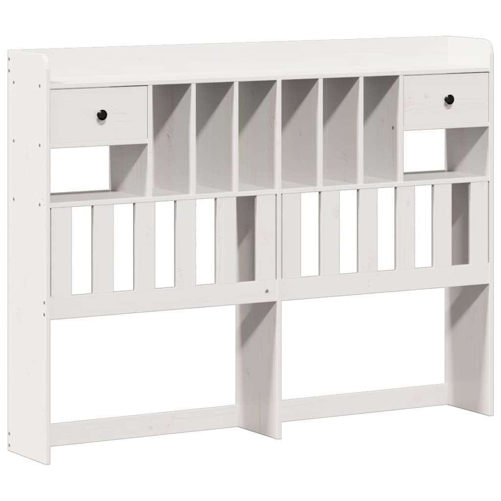 Solid Wood Bed with Shelf Without Mattress White 140x190 cm Pine