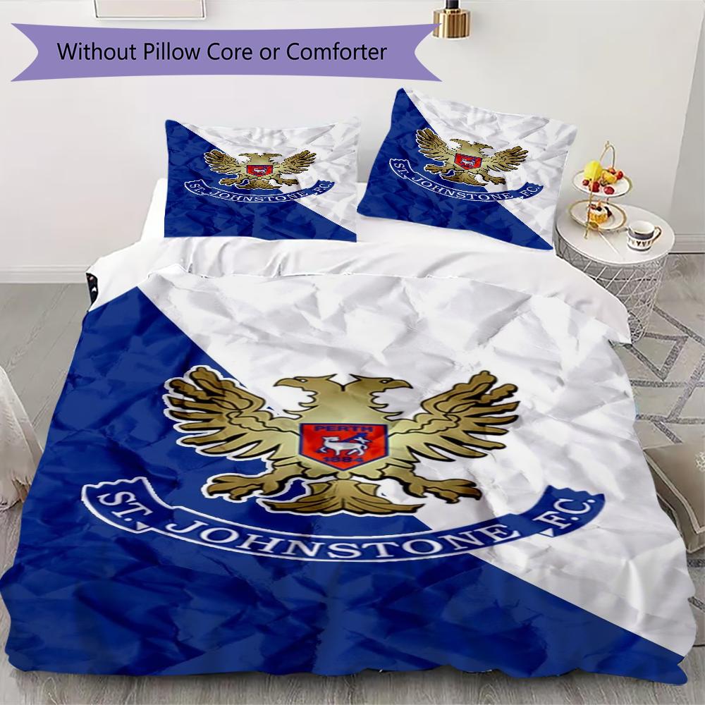 St Johnstone FC Muster Bettwäsche Steppdecken-Set Bettbezug Kissenbezug Heimdekoration Geburtstagsgeschenk (1 * Bettbezug + 2 * Kissenbezug ohne Füllung)