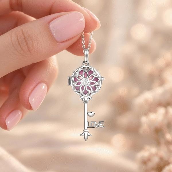Blumen-Schwangerschafts-Bola-Key-Love-Rosa-Kugel-Halskette