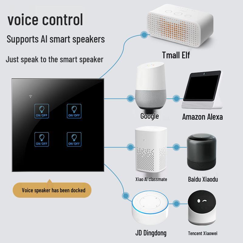 Zhengshang C3 Graffiti Smart WiFi Switch: Wireless Voice Panel, EU Standard, Compatible with Alexa & Google Assistant.