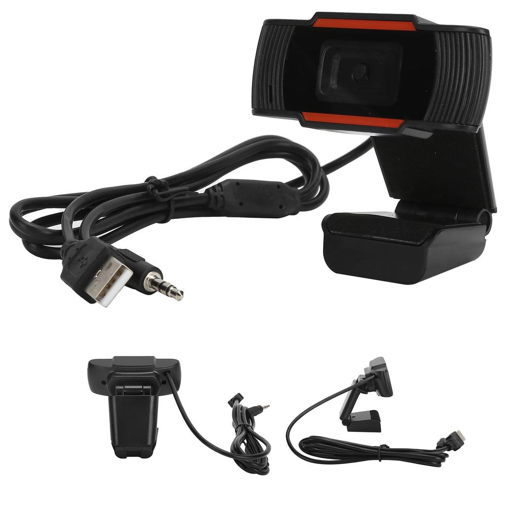 720P Web Camera Full HD Webcam with Noise Cancelling Microphone MultiFunction Base