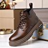Autumn and Winter Men's High-top Shoes Fleece Thickened Retro Martin Boots Fashion Trend Warm Tooling Boots