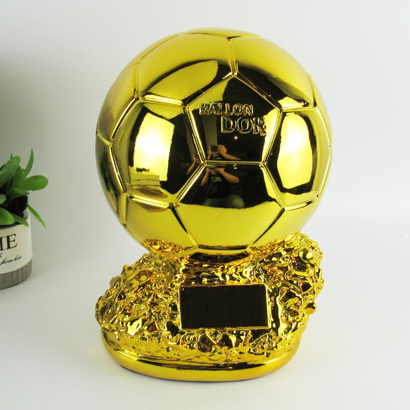 Ballon d'Or Trophy Ornament: Resin Football Craft, 2022 World Cup Souvenir, In Stock