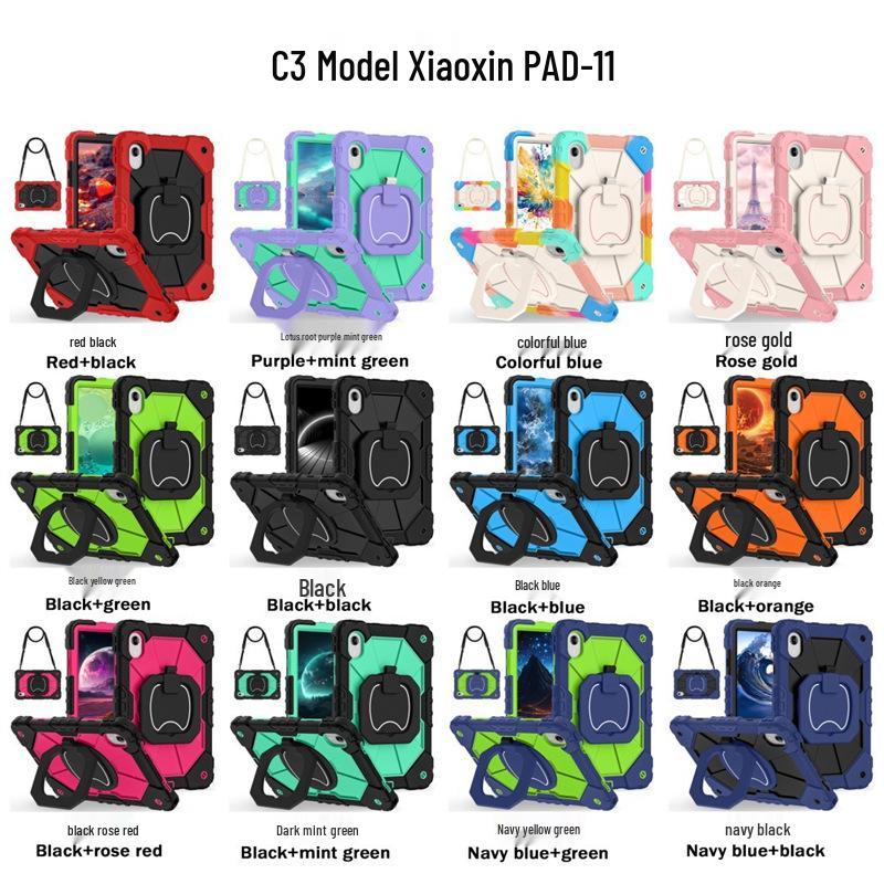 Lenovo Xiaoxin Pad 11 2025 Rotating Stand Silicone Case - Drop-Proof, Handheld Protection