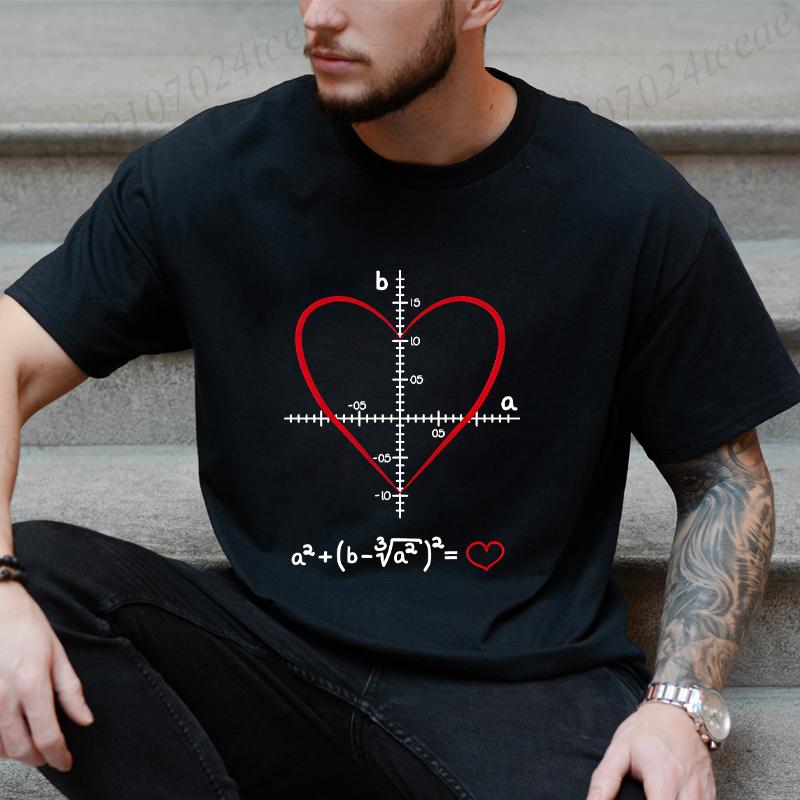 Men's T-Shirt Heart Equation Romantic Math Nerd Geek Love Gift Printed T-Shirt Summer Casual Tee T-Shirt for Men 2025 New Tops