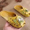 New Summer Genuine Leather Shoes Women Sandals Old Beijing Style Cow Leather Shoes Flowers Black Red Yellow Plus Size 41