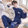 Pajamas Sleepwear for Sleeping Cute Cartoon Pajamas Set Loose Men's Winter Flannel Pajamas Warm Plush Pijama Hombre