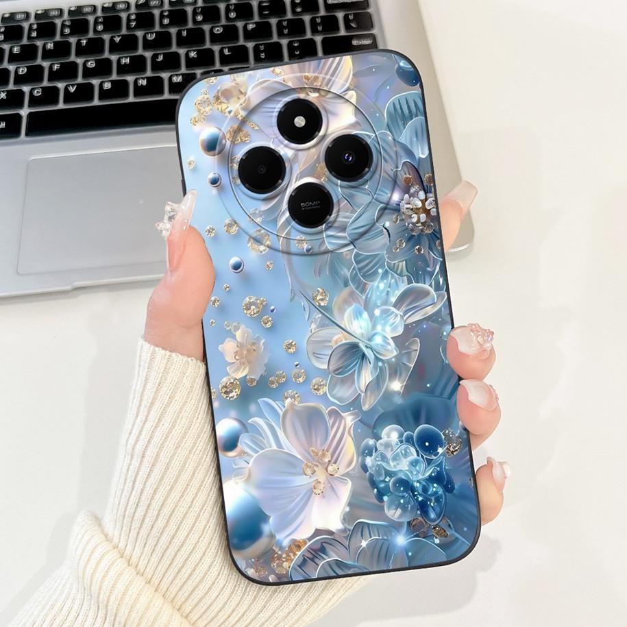 For Xiaomi Redmi 14C 4G Case Poco C75 Fashion Cherry Rose Flower Soft Silicone Cover On Redmi14C Bumper Redmi A4 A3 Pro 5G Funda