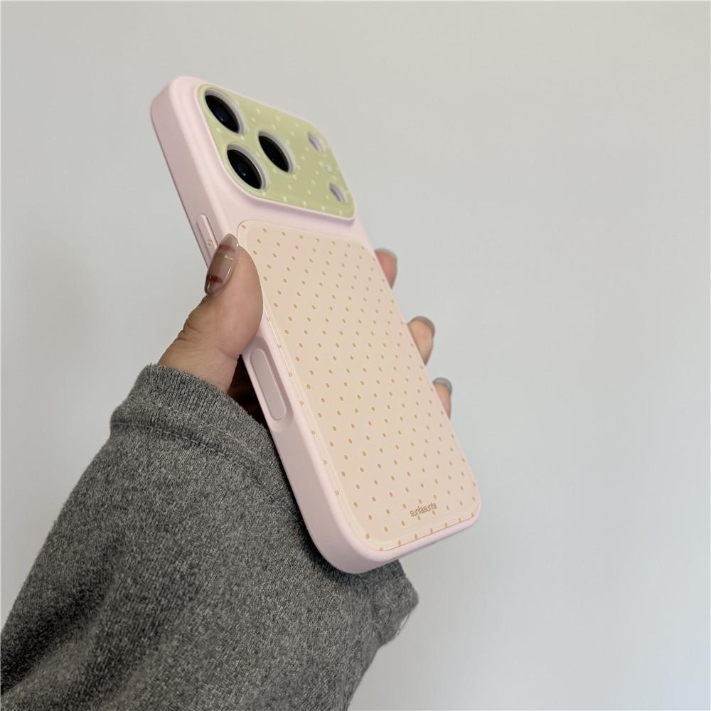 Korean Style Pink Polka Dot iPhone Case for 16 Pro Max/15/14/13