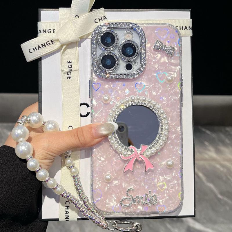Pearl Bowtie Butterfly Mirror Case for iPhone 17 Pro Max 15/16