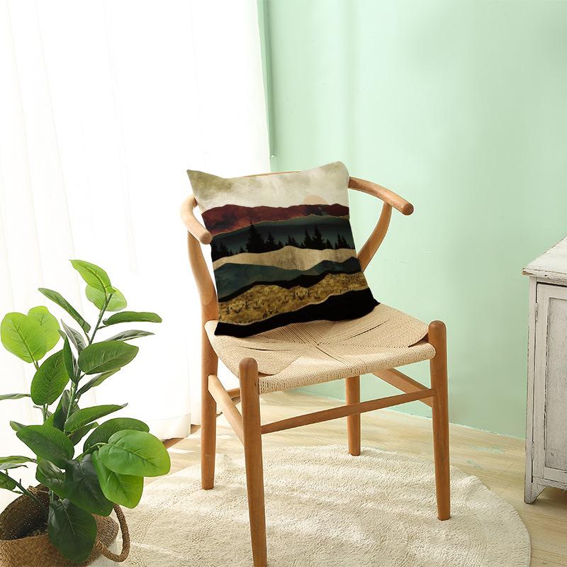 Home Decoration Supplies Landscape Painting Polyester Pillow Cover Home Geometric Abstract Sofa Cushion Cover