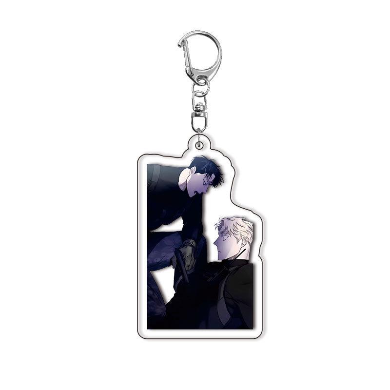 Hot Rose and Champagne Anime Acrylic Keychain Fashion Women Men Backpack Charm Car Accessories Keyring Creative Fans Gifts Toys