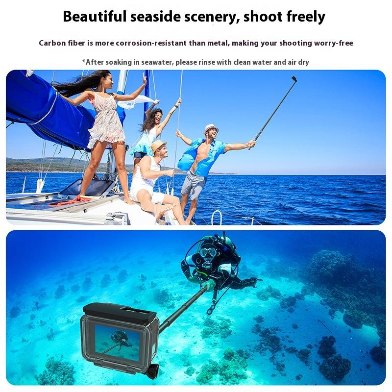 1.2M Carbon Fiber 5-Position Retractable Selfie Stick Monopod Extendable With 1/4 Screw For Insta360 Osmo Action Action Camera