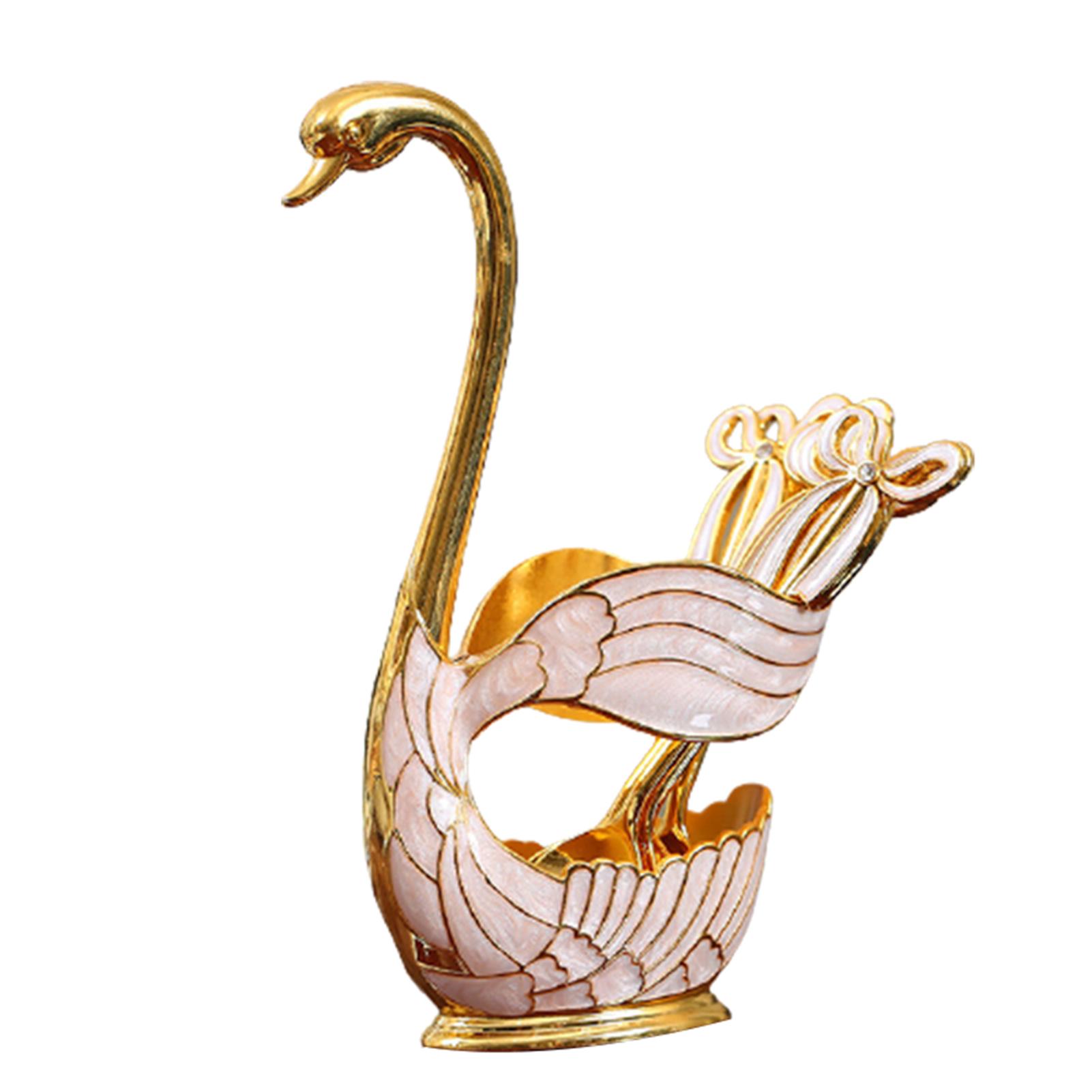 

Креативный набор столовых приборов с подставкой в форме лебедя и 6 ложками, вилкой из цинкового сплава, кофейной десертной ложкой, вилками для фруктов, кухонным набором столовых приборов