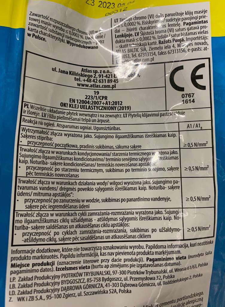 Flexible Tile Adhesive, Class C1TE