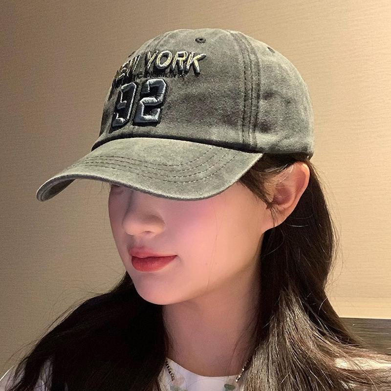 Embroidery Letter Wide Brim Baseball Cap Men And Women American Retro Retro Sunshade Fashion Cap