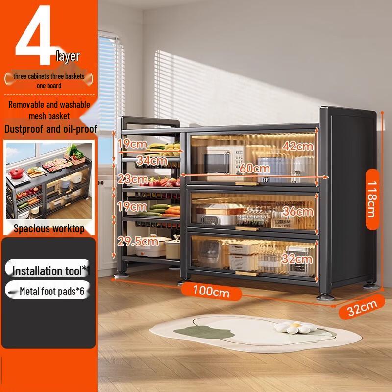 

Beifu Floor-standing 4-Tier Kitchen Storage Rack