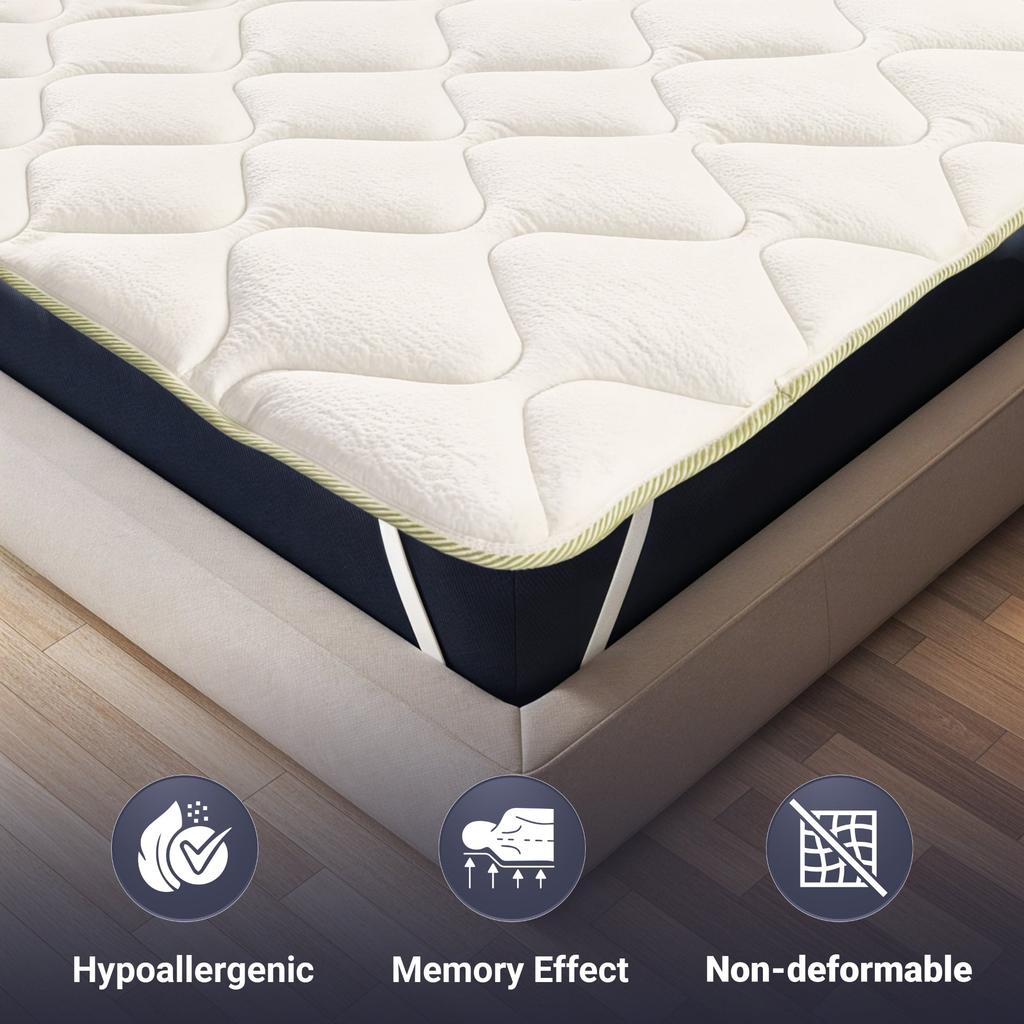 The White Stone Surmatelas Rafraîchissant avec Élastiques | Correcteur de Matelas avec Technologie Cooler et Propriétés Orthopédiques | Hauteur 4 cm 