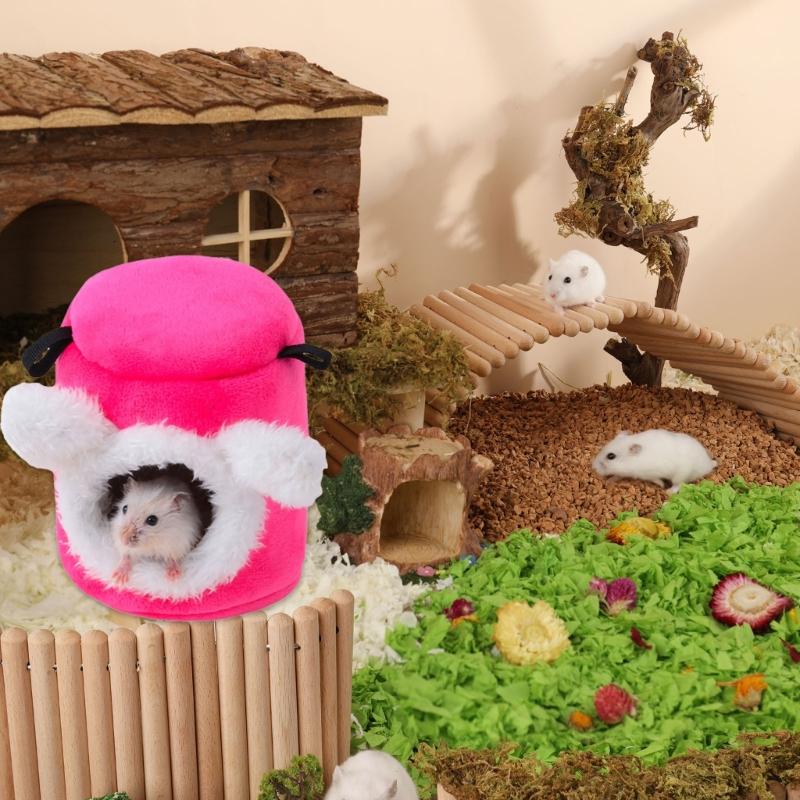 Hamster Habitat Shelter Rabbits Toy Soft Bed House for Hamster for Guinea Pigs, Gerbils Molar Toy Bed