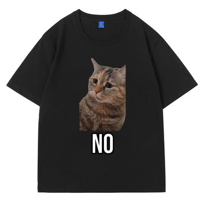 Sprechende Katze Meme Grafik T-Shirts Herrenbekleidung Mode T-Shirts Baumwolle Lässig Übergroß Kurzarm T-Shirt Mann Streetwear