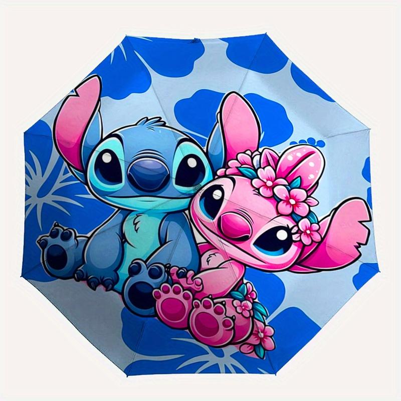 1pc Stitch,Lilo Automatic Folding Umbrella: Compact 8-Bone Design Cartoon Outdoor Travel Companion, Business Umbrella, Christmas Valentine's