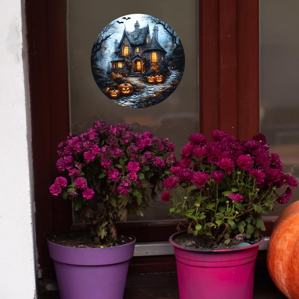 Castle Pumpkin Halloween Bat Uv Static Adhesive Free Home Stickers Decoration