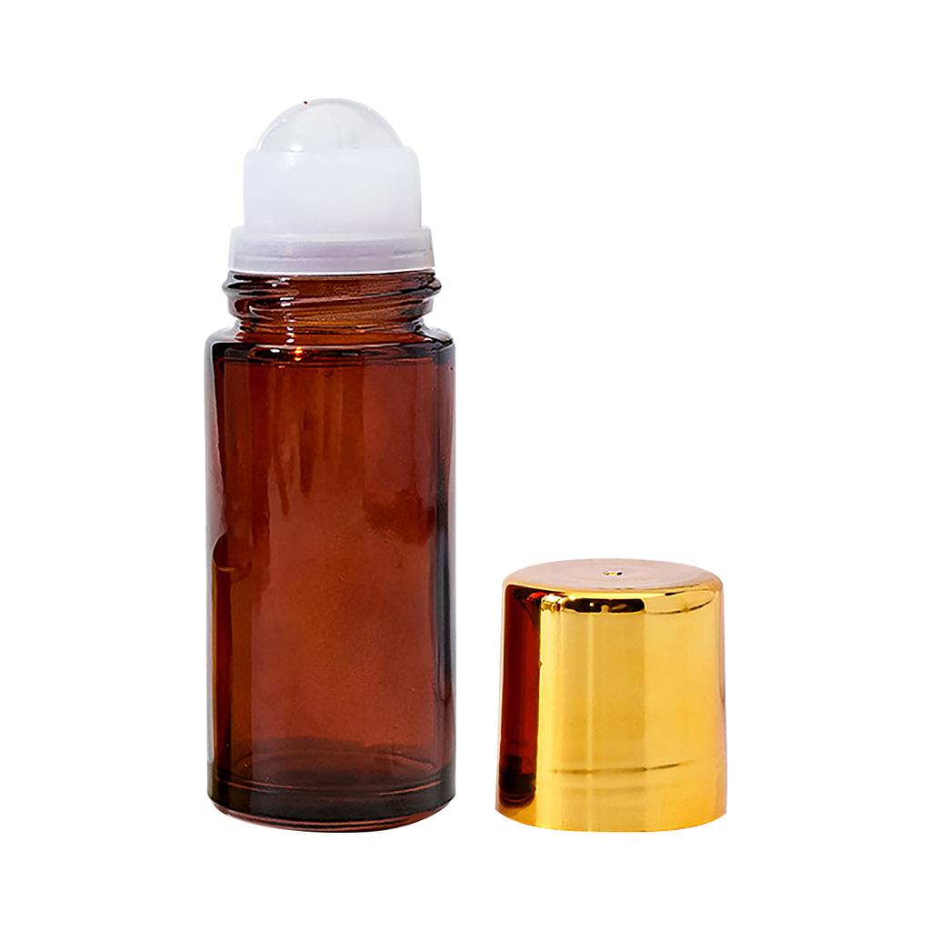 Natürliche Kristallkugel Rollerflasche Bernstein Glas Ätherisches Öl Behälter mit Glattem Kristall Rollerkopf für Aromatherapie und Hautpflege