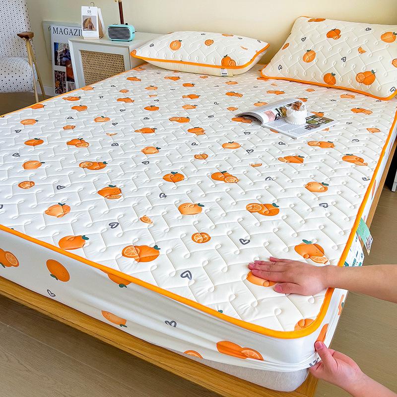 Latex-Schlafmatte für Mutter und Baby, dreiteilige Tagesdecke mit kühler, seidengepolsterter Latex-Matratzenschutzhülle