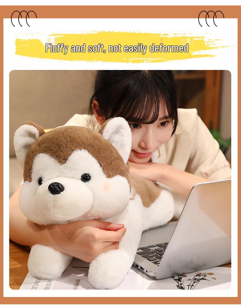 Adorable Rabbit Hair Husky Plush Pillow - Cute Dog Doll Gift for Kids