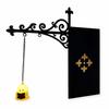 Vintage Iron Bookshelf Hanging Lantern, USB Warm Glow Night Light with No-Drill Hook Mount