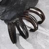 Brown Multi Layers Leather Bracelet for Men,New Style Tiger Eye Stone Beaded Handmade Leather Wristband,Gift for Husband Dad Him