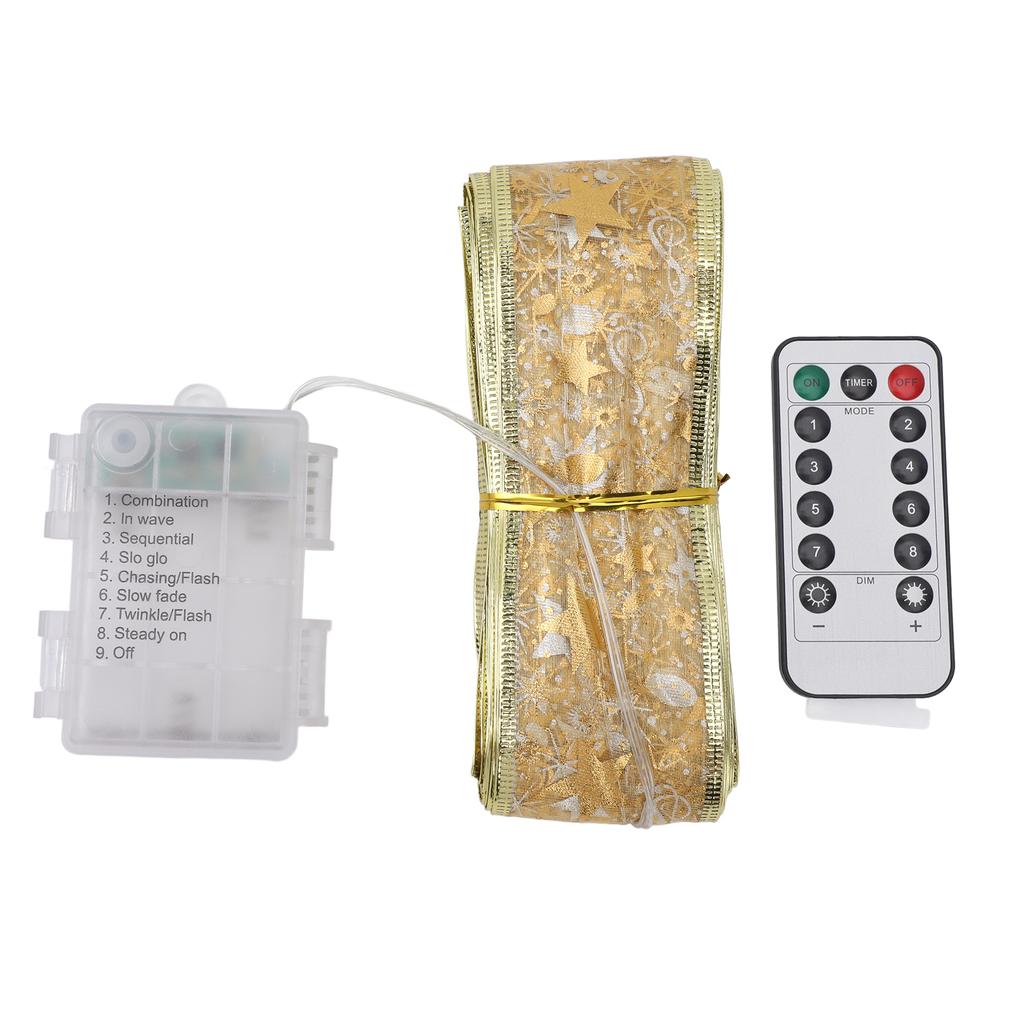 Ribbon Light 100 LEDs Battery Powered Decorative Timer Copper Wire Ribbon Bow String Lamp with Remote Control for Tent
